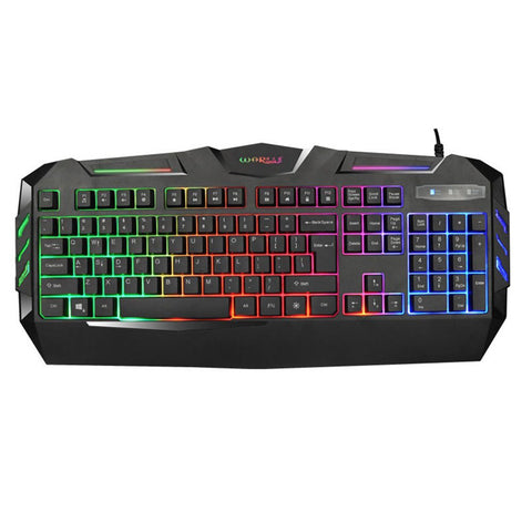 Warwolf 104 Key Waterproof Backlit USB Wired Gaming Keyboard (black)