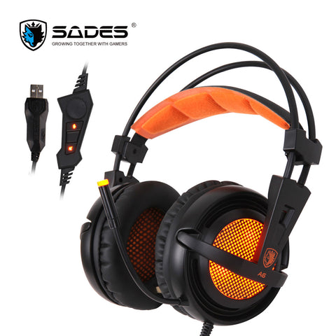 SADES A6 7.1 Stereo headphones 2.2m USB Cable Gaming headset with Mic Voice