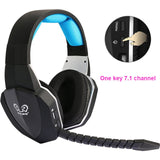 HUHD 7.1 Surround Sound Stereo headset 2.4Ghz Optical Wireless Gaming Headset