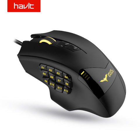 HAVIT Gaming Mouse Wired Optical Mouse 19 Programmable Buttons Computer Mouse