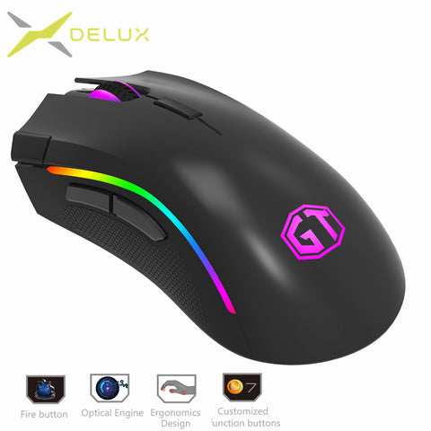 Delux M625 RGB Backlight Gaming Mouse 12000 DPI 12000 FPS 7 Buttons Optical