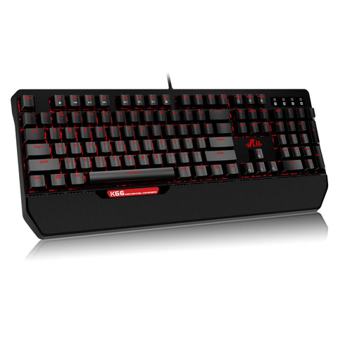 Rii K66 Anti-ghosting Backlight Mechanical Gaming Keyboard with 108 Keys Red Backlight Wired USB Plug and Play