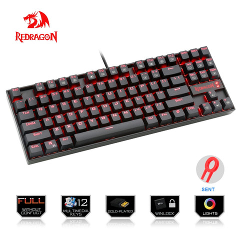 Redragon USB mechanical gaming keyboard ergonomic Key backlit