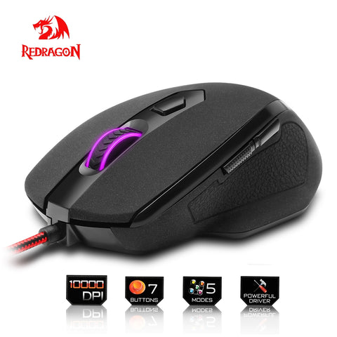 Redragon USB Gaming Mouse 10000 DPI 7 buttons ergonomic design for desktop