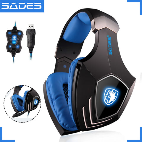 Sades A60 Virtual USB 7.1 Gaming Headset Earphones with Cable Deep Bass Vibration